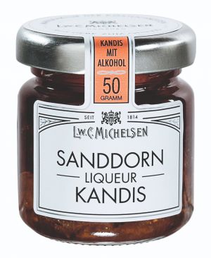 Brauner Kandis mit Sanddorn-Liquer.