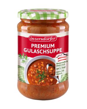 Deftige Premium Gulaschsuppe mit 100% österreichischem Rindfleisch.