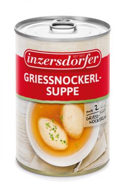 Flaumige Grießnockerl in einer klaren Rindsuppe.