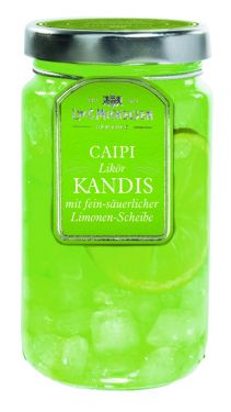 Weißer Kandis mit Rum, Limonen-Likör und Limonen-scheibe.