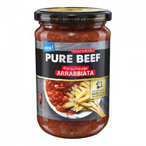 Das neue feurige Pure Beef Premium Sugo mit extra viel Rindfleisch, schmeckt wie hausgemacht!