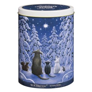 Weihnachtliche Geschenkdose, randvoll gefüllt mit leckerem Vanille Fudge