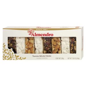 Eine feine Nougatauswahl von 8 einzeln verpackten Turrón Riegeln.