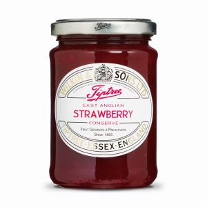 Eine fruchtige Erdbeerkonfitüre,die aus aus zwei alten englischen Sorten hergestellt wurde: Cambridge Favorite und Red Gauntlet.