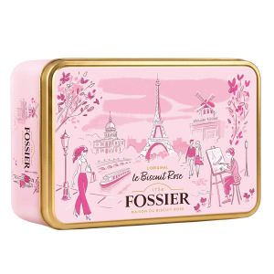 FOSSIER - Weihnachtsmetalldose mit Rosa Süßgebäck - Le Biscuit Rose de Reims 150 g