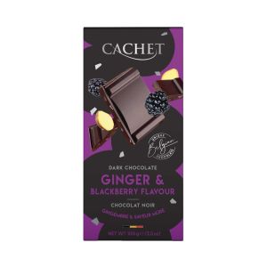 CACHET - Zartbitterschokolade 57% - Ingwer & Brombeergeschmack 100g