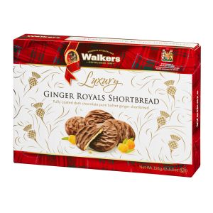 Luxuriöses Shortbread mit kandiertem Ingwer, überzogen mit dunkler Schokolade.
In einer hübschen Geschenkverpackung.
