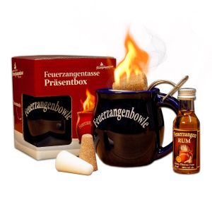 Feuerzangentasse 1er-Set mit Rum Präsentbox Mitternachtsblau