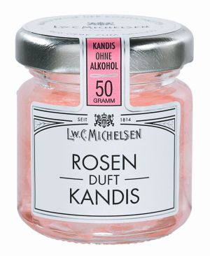 Weißer Kandis mit duftigem Rosenwasser.