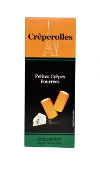 Kleine knusprige Mini-Crêpes mit einer aromatischem Roquefort Käse Füllung.