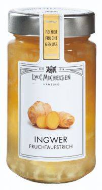 Ingwer Konfitüre -Extra-
Mit fein fruchtigen Ingwerstückchen, verlockend duftig und leicht scharf.