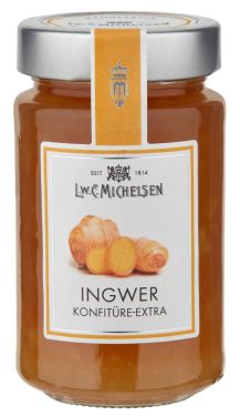 Ingwer Konfitüre -Extra-
Mit fein fruchtigen Ingwerstückchen, verlockend duftig und leicht scharf.