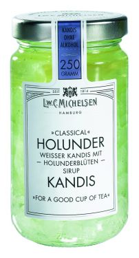 Weißer Kandis mit Holunderblütensirup