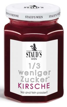 Fein passierter Kirsch Fruchtaufstrich mit 80% Frucht.