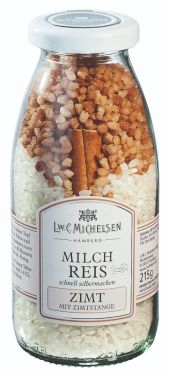 Milchreismischung mit echter Zimtstange, Knusperzucker und Milchreis.