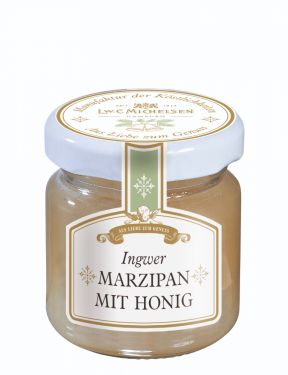 Weihnachtlicher Honig verfeinert mit echtem Lübecker Marzipan und Ingwer.