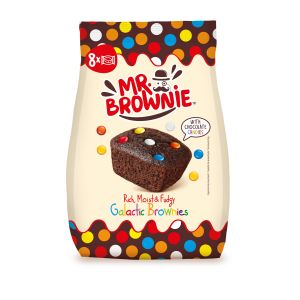 8 Schoko Brownies mit bunten Schokolinsen. Einzeln verpackt.