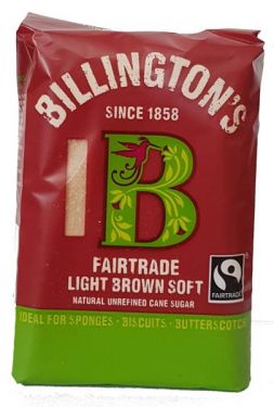 Billington's Light Brown Soft Fairtrade hat eine warme Honigfarbe und cremigen Toffee Geschmack. Ideal für Biskuit, Kekse und Butterscotch.