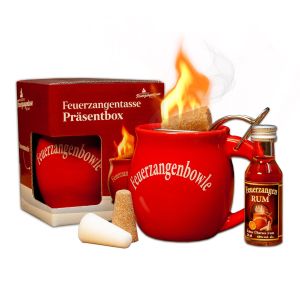Feuerzangentasse 1er-Set mit Rum Präsentbox Rot