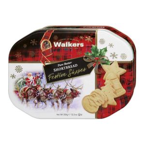 Shortbread in weihnachtlichen Formen, in festlicher Reliefdose verpackt