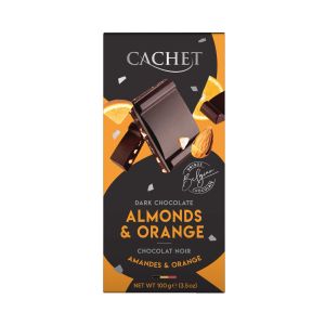 CACHET - Zartbitterschokolade 57% - Mandeln & Orange 100g