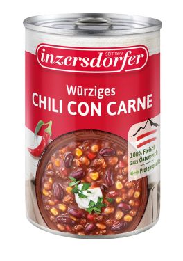 Beliebter mexikanischer Eintopf aus faschiertem Rind- und Schweinefleisch, roten und weißen Bohnen, Mais, roten und grünen Paprika – pikant abgestimmt.