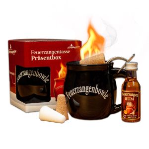 Feuerzangentasse 1er-Set mit Rum Präsentbox Schwarz